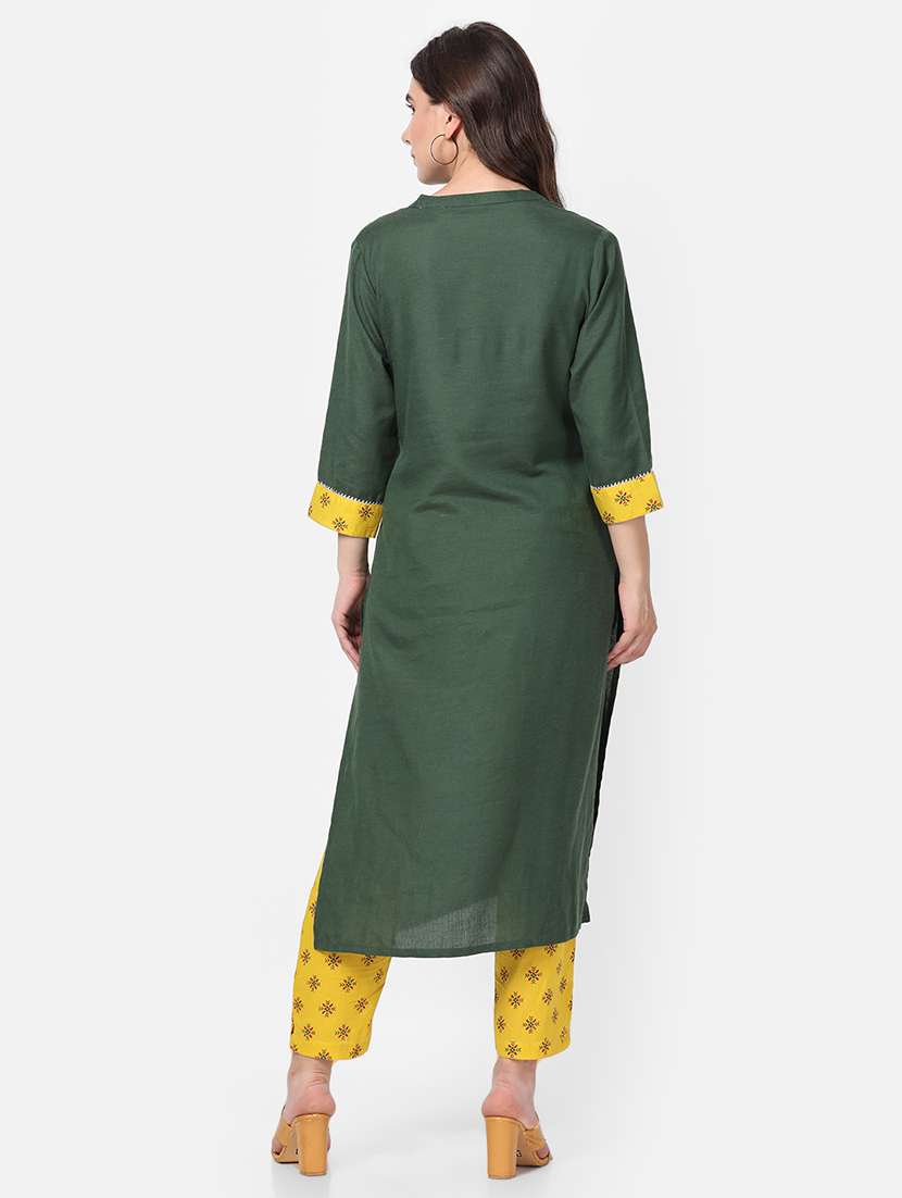 women green solid kurta pant set - 21559409 - Standard Image - 4