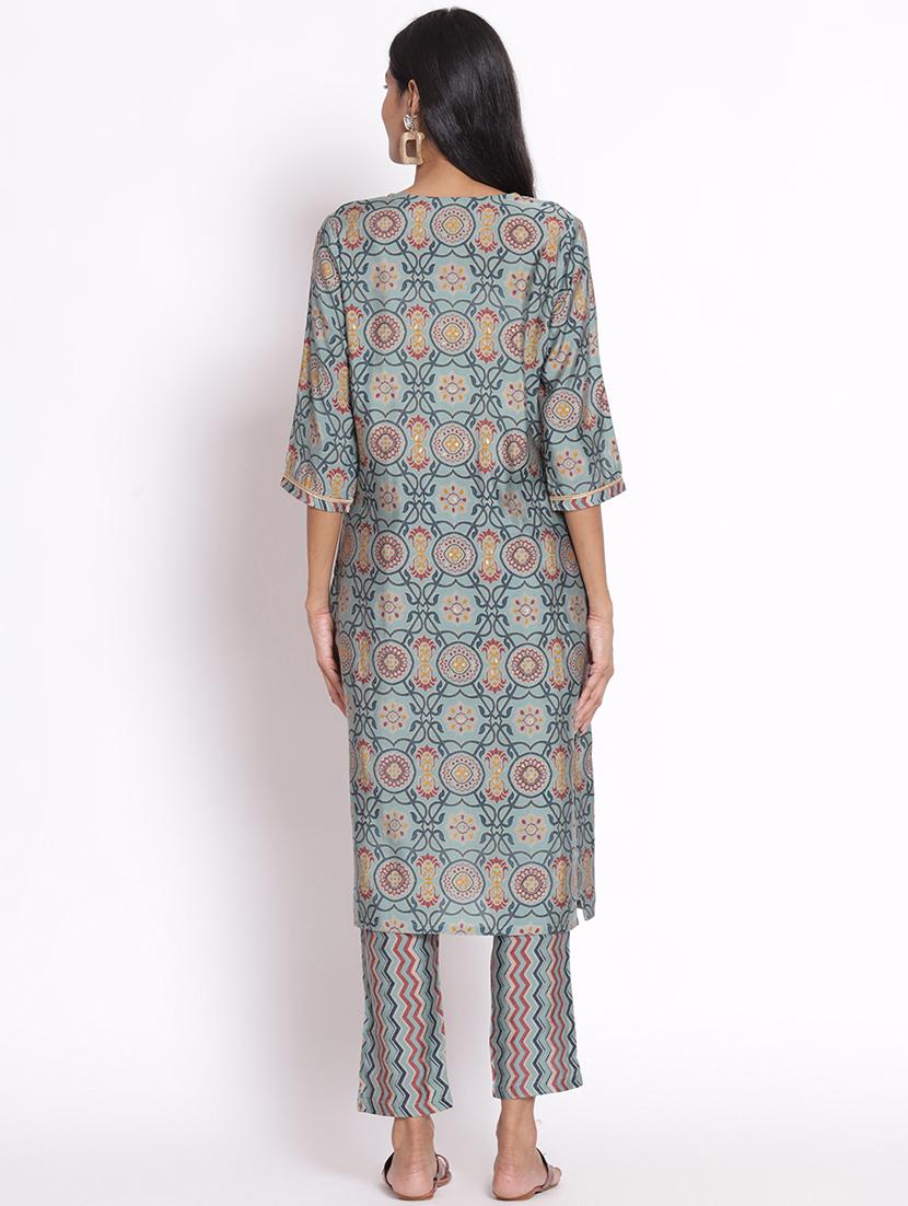 women three quarter sleeve kurta pant with dupatta set - 21559501 - Standard Image - 4