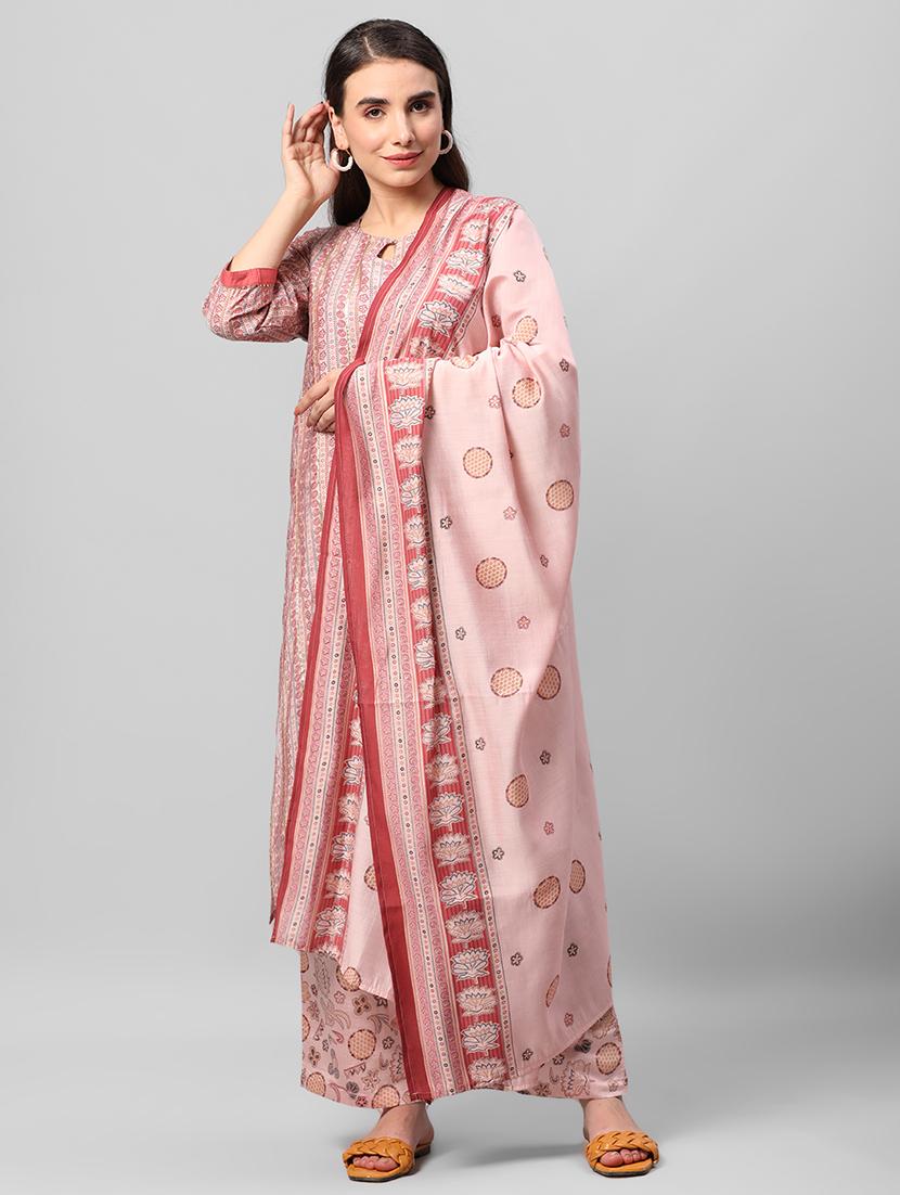 women printed kurta palazzo set with dupatta - 21559505 - Standard Image - 1