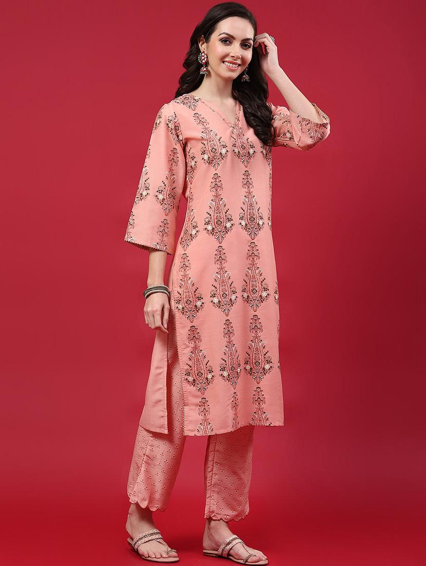 women three quarter sleeve kurta pant with dupatta set - 21559576 - Standard Image - 1