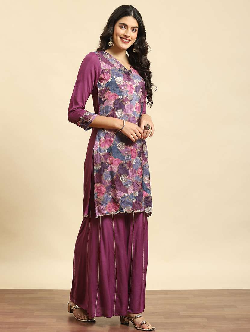 women printed kurta sharara set with dupatta - 21559598 -  Standard Image - 1