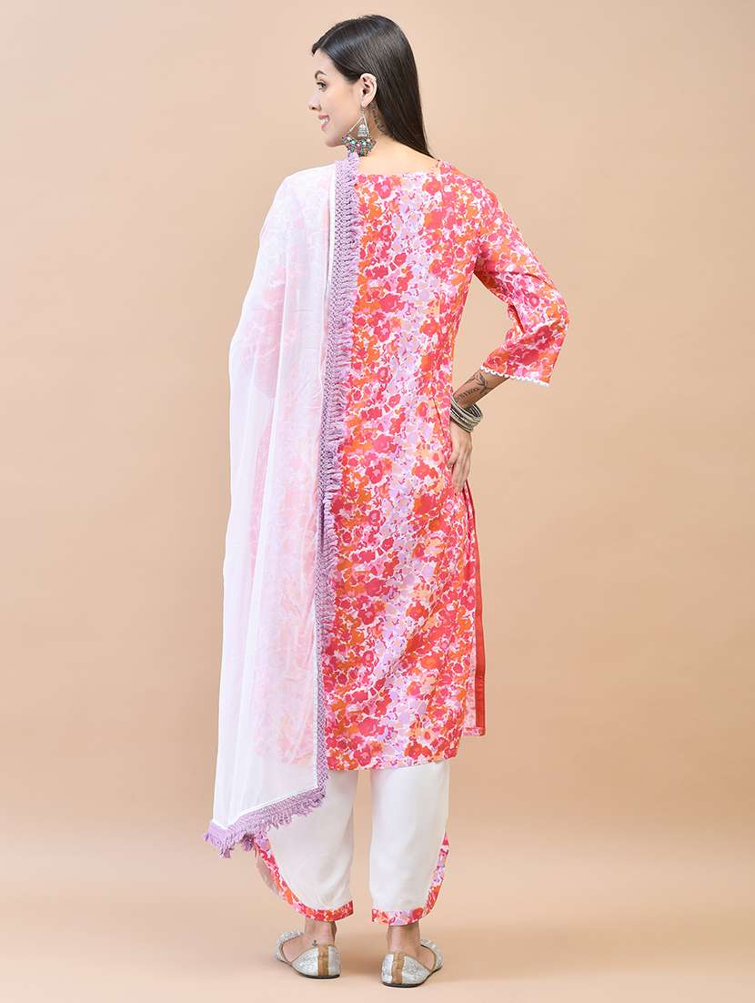 women three quarter sleeve kurta palazzo with dupatta set - 21559626 - Standard Image - 4