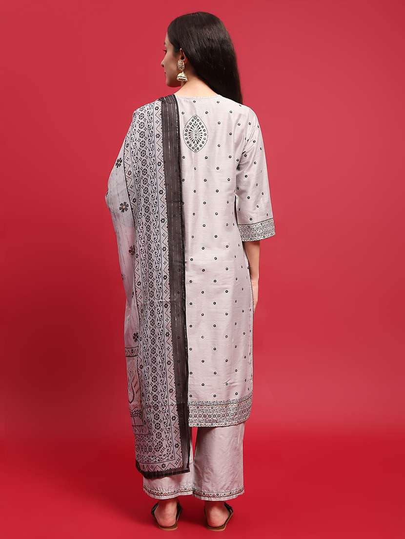 women self design three quarter sleeve suit set - 21559643 - Standard Image - 4