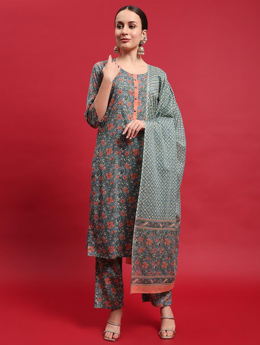 women floral kurta pant set with dupatta - 21559646 -  Standard Image - 1