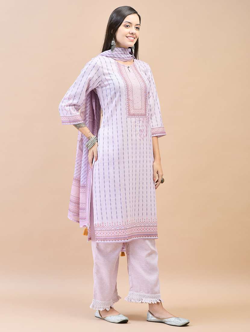 women three quarter sleeve kurta pant with dupatta set - 21559651 -  Standard Image - 1