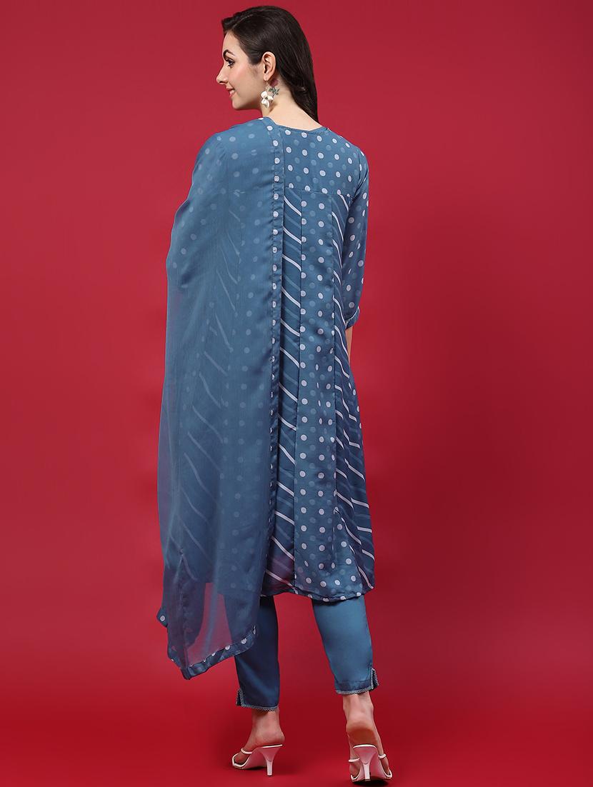women three quarter sleeve kurta pant with dupatta set - 21559656 - Standard Image - 4