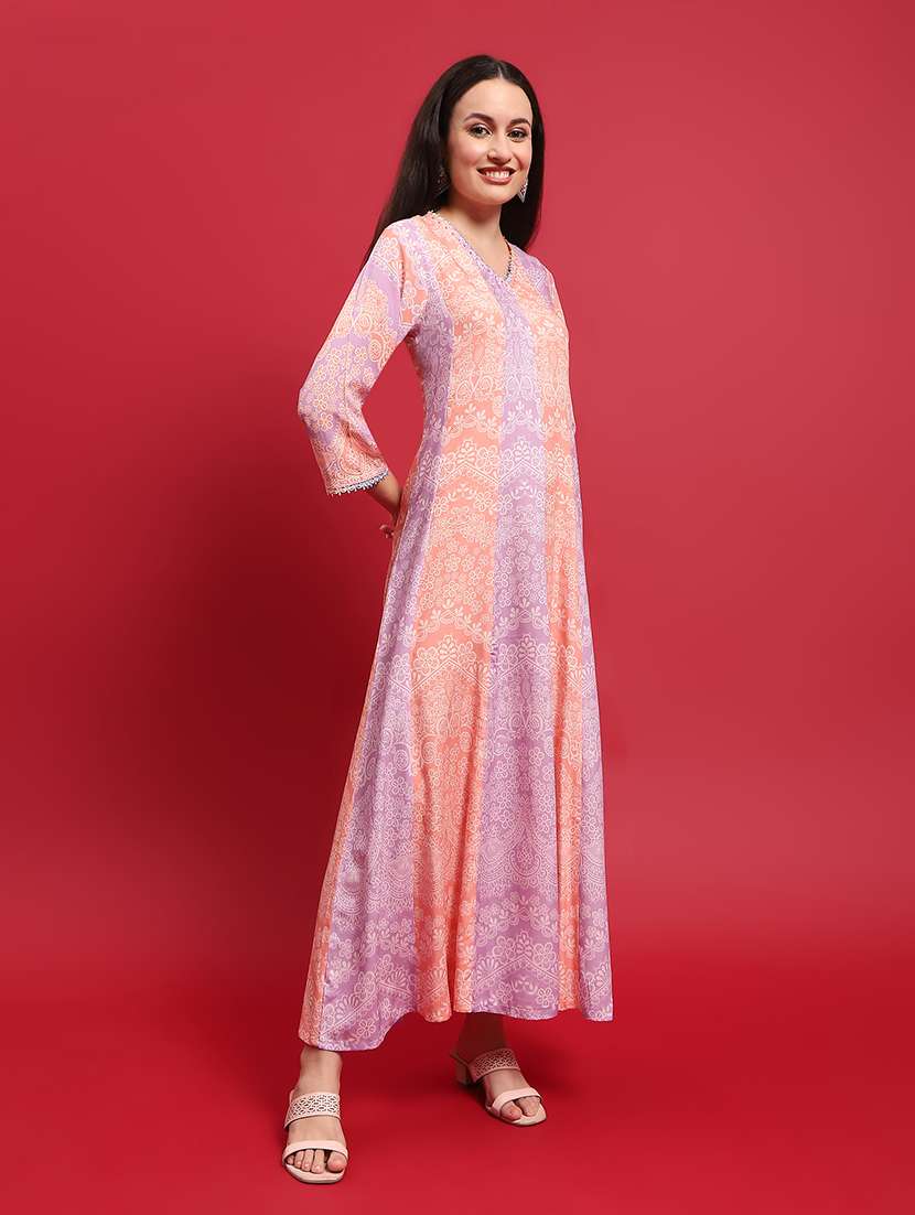 women printed three quarter sleeves kurta dupatta set - 21559657 - Standard Image - 1