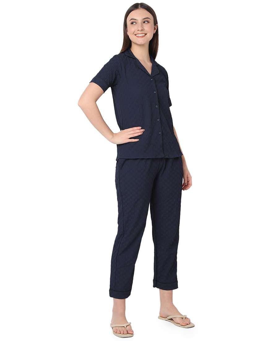 women solid pyjama nightwear set - 21559665 -  Standard Image - 1