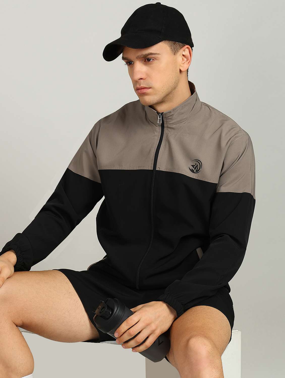 men color block long sleeves windcheater jacket - 21559677 -  Standard Image - 1