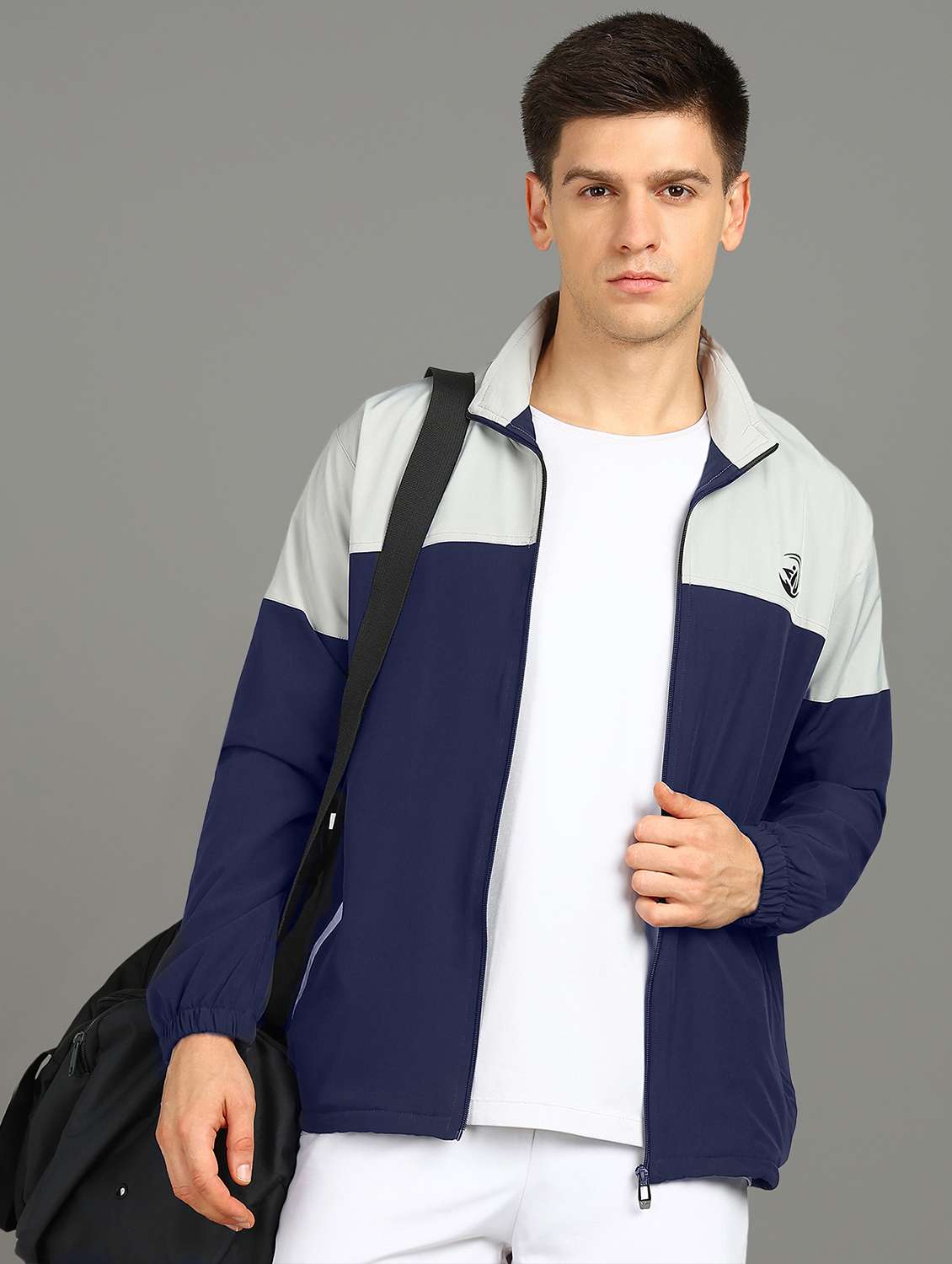 men color block long sleeves windcheater jacket - 21559679 -  Standard Image - 1