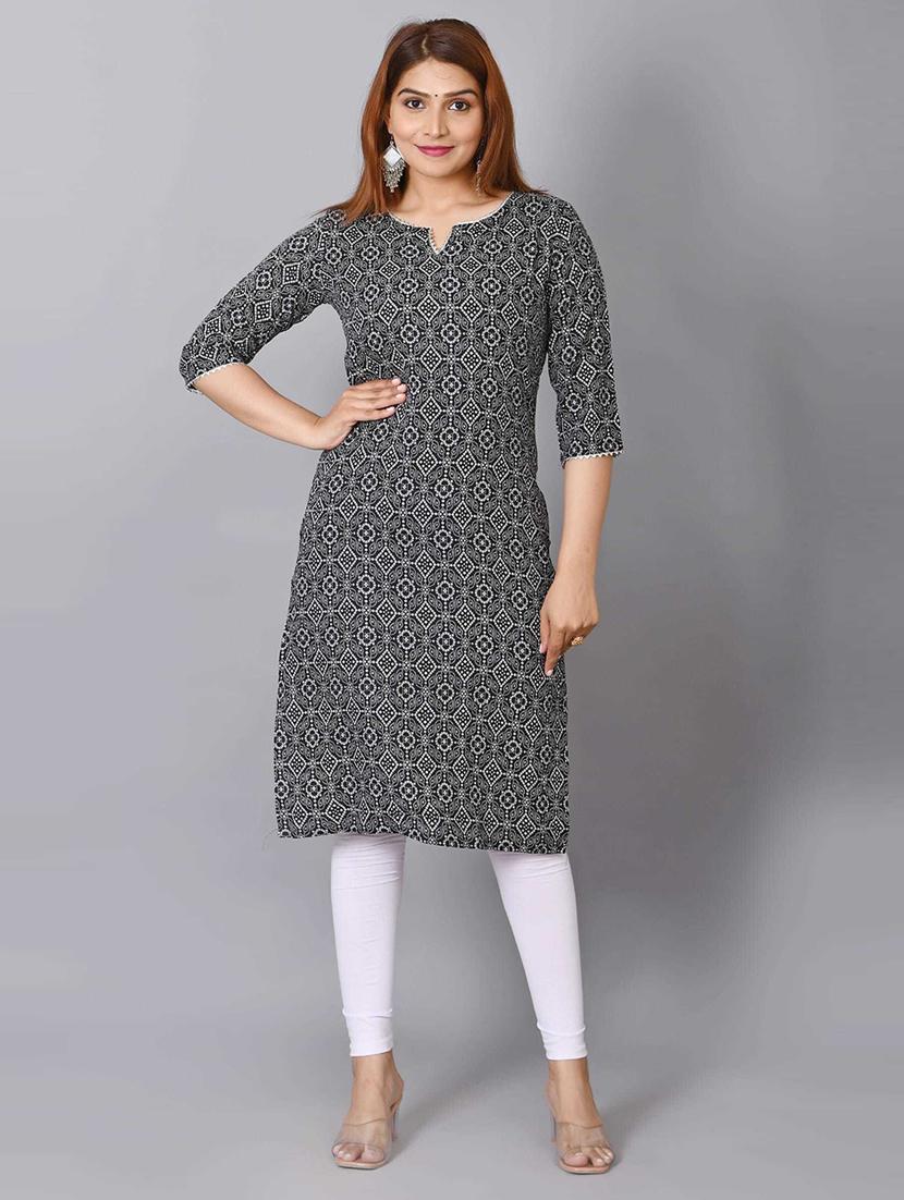 women black printed straight kurta - 21559742 - Zoom Image - 0