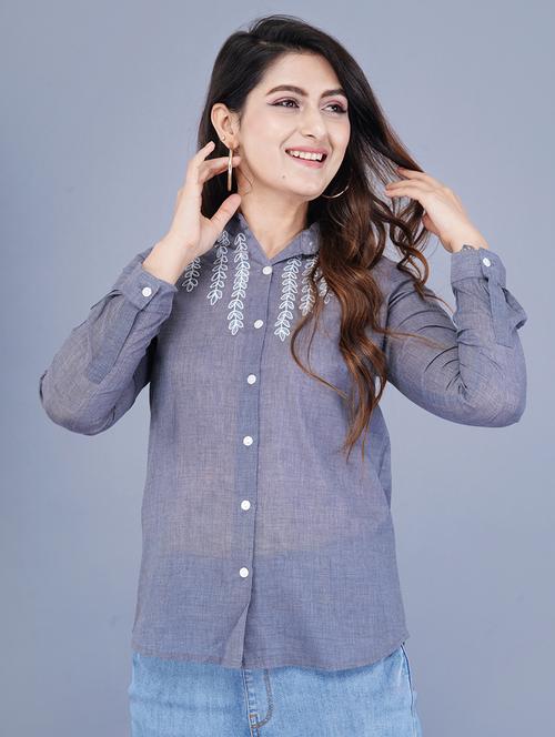 women embroidered collared shirt - 21559927 -  Standard Image - 0