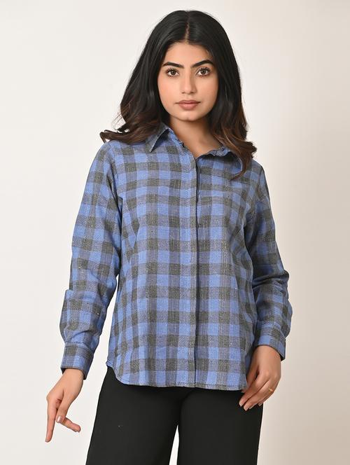 women checkered long sleeve casual shirt - 21559928 - Standard Image - 0