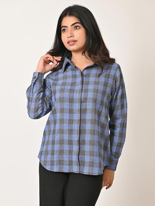 women checkered long sleeve casual shirt - 21559932 - Standard Image - 0