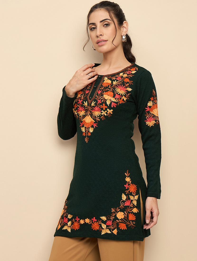 women embroidered long sleeves kurti - 21560196 - Standard Image - 1