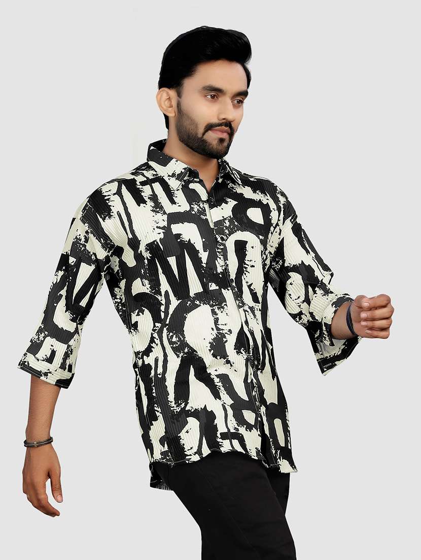 men typographic collared casual shirt - 21560201 - Standard Image - 1