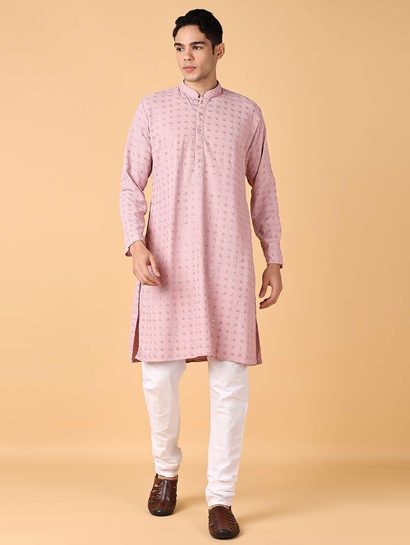 men sequin embroidered kurta churidar ethnic wear set - 21560538 -  Standard Image - 1