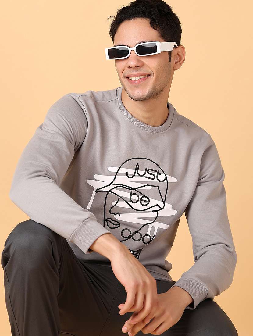 men long sleeves front print sweatshirt - 21560547 -  Standard Image - 1