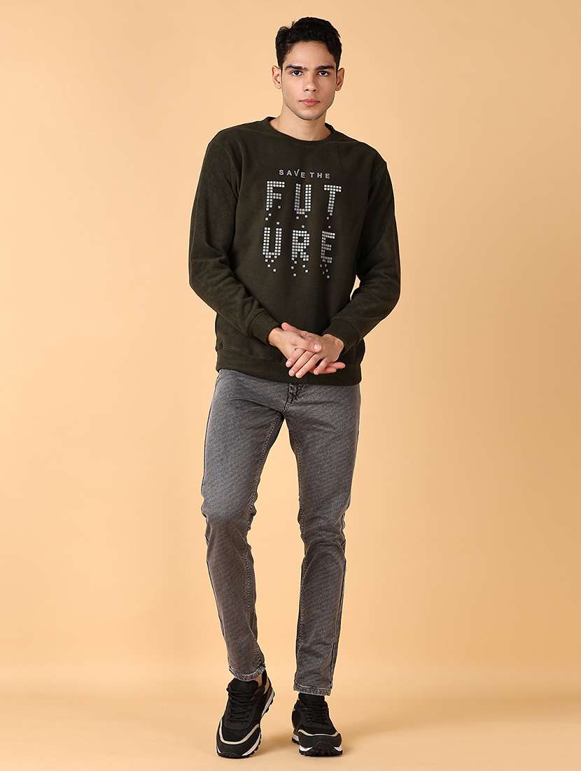 men long sleeves front print sweatshirt - 21560549 -  Standard Image - 4