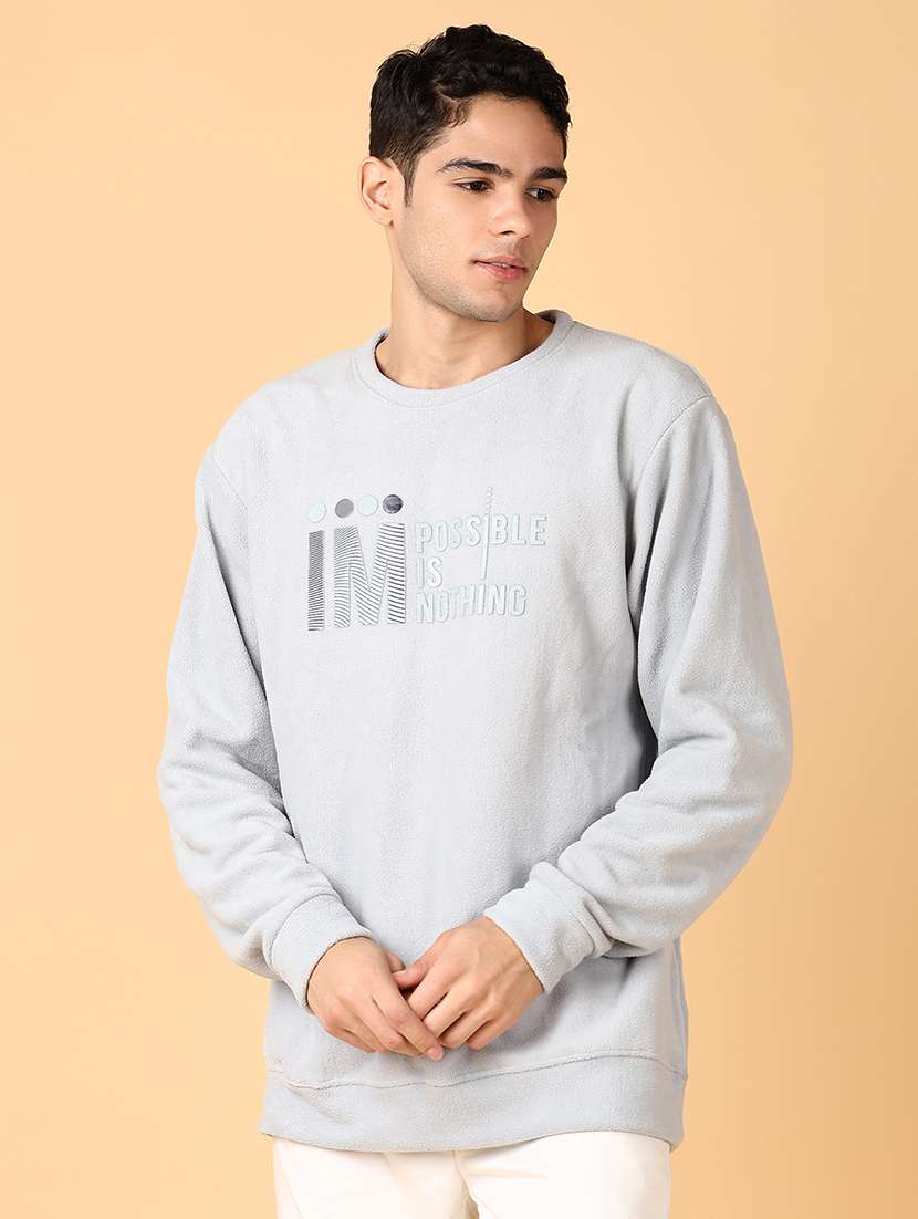 men long sleeves chest print sweatshirt