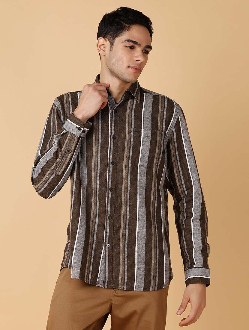 men long sleeves striped casual shirt