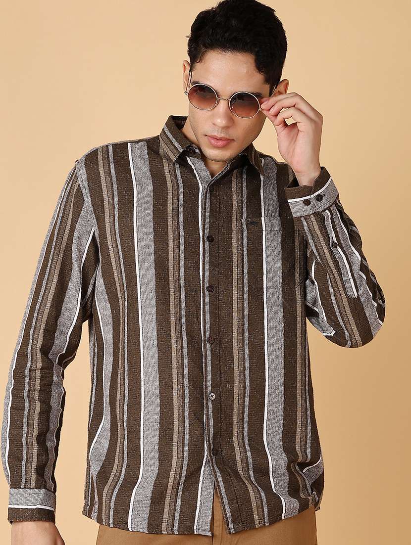 men long sleeves striped casual shirt - 21560602 -  Standard Image - 1