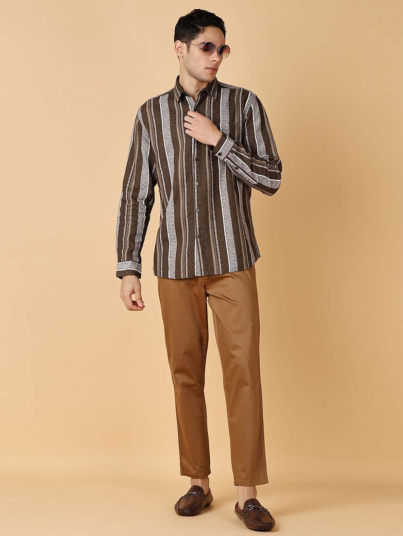 men long sleeves striped casual shirt - 21560602 -  Standard Image - 4