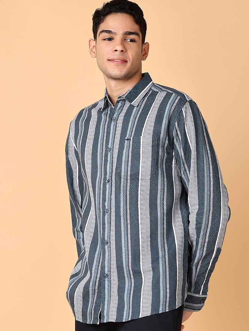 men long sleeves striped casual shirt - 21560603 - Standard Image - 1