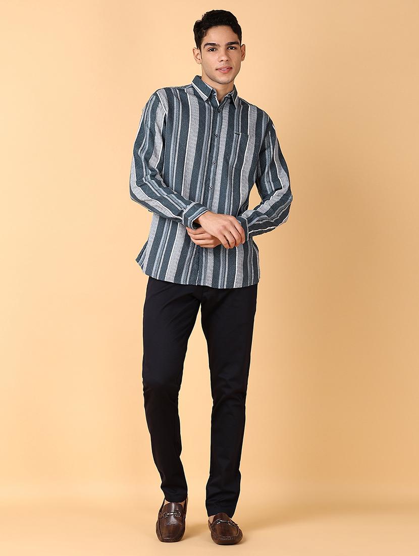 men long sleeves striped casual shirt - 21560603 - Standard Image - 4