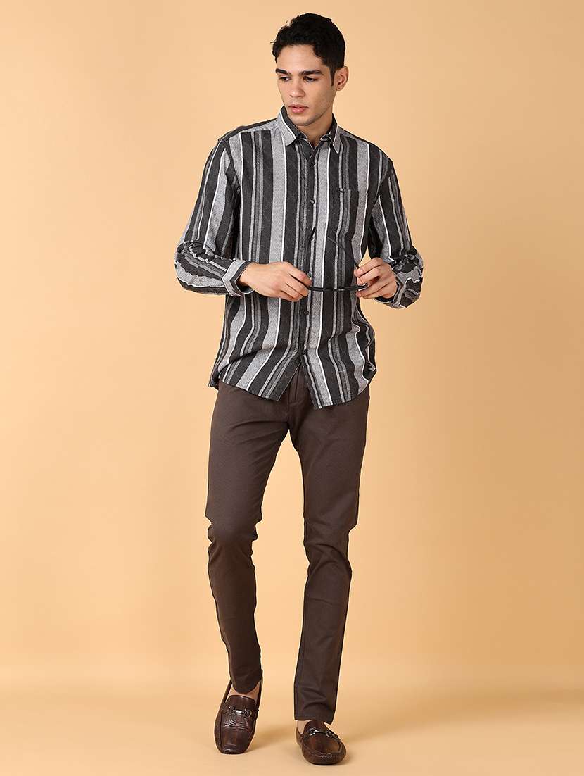 men long sleeves striped casual shirt - 21560604 -  Standard Image - 4