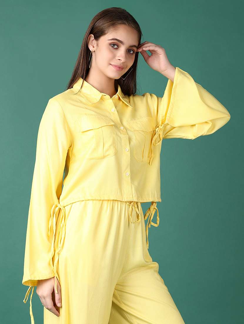 girls solid long sleeve shirt style top - 21560610 -  Standard Image - 1