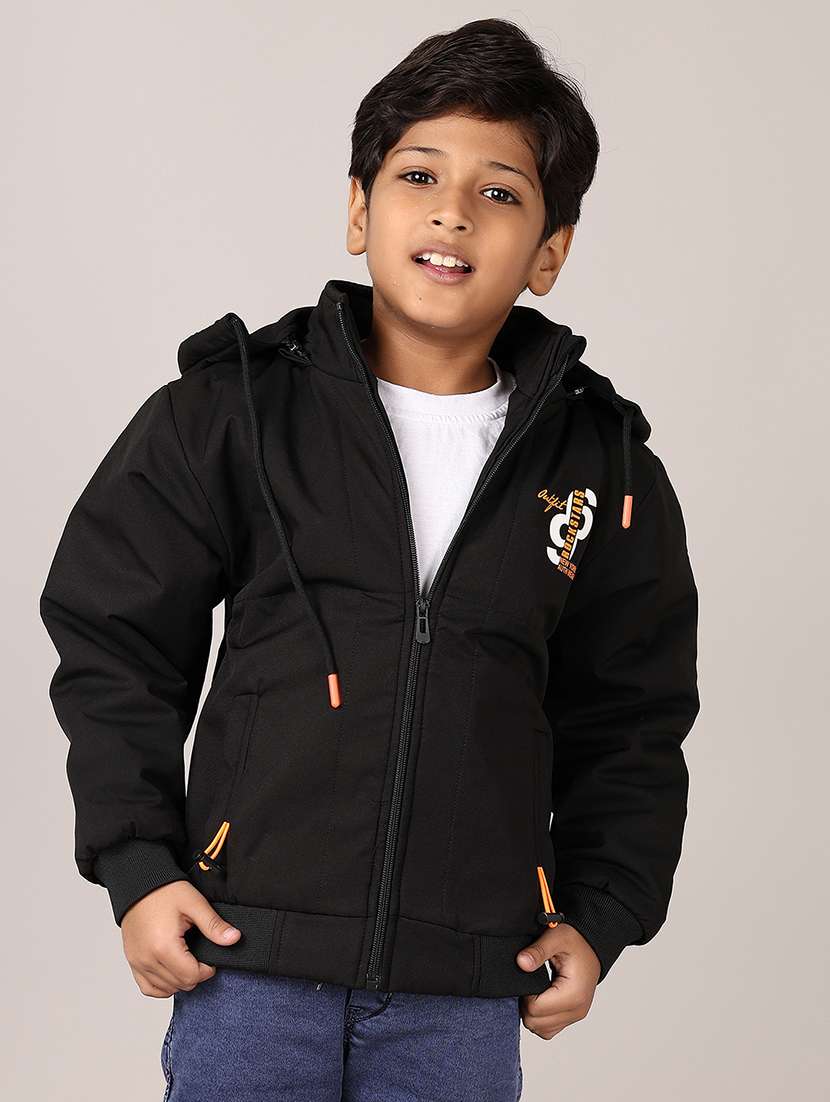 boys solid long sleeve hooded quilted jacket - 21560615 -  Standard Image - 1