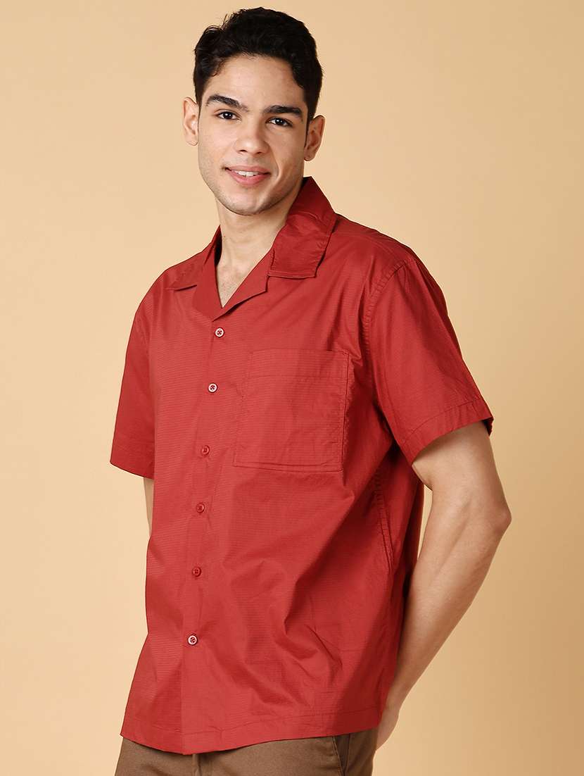 men solid short sleeve casual shirt - 21560620 -  Standard Image - 1