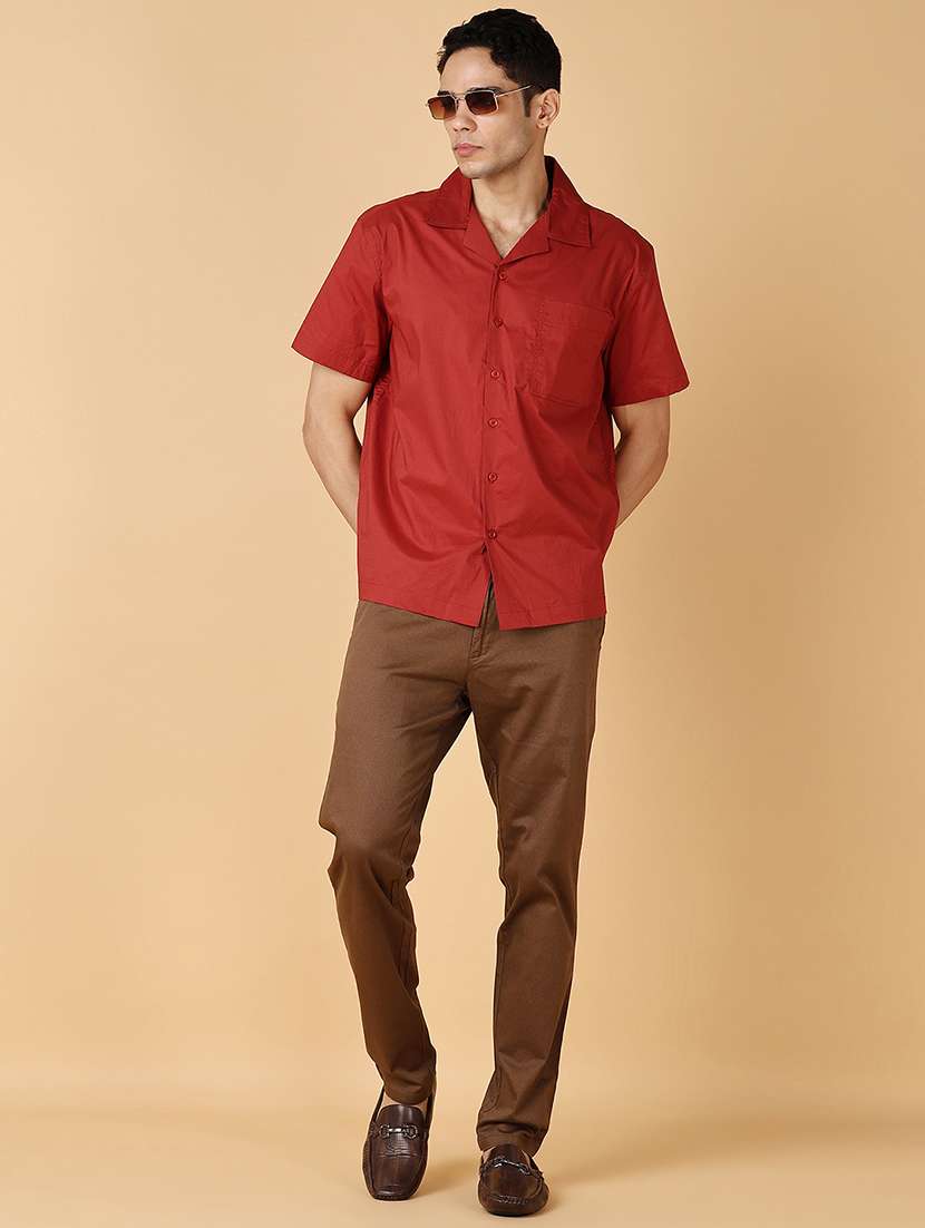 men solid short sleeve casual shirt - 21560620 -  Standard Image - 4