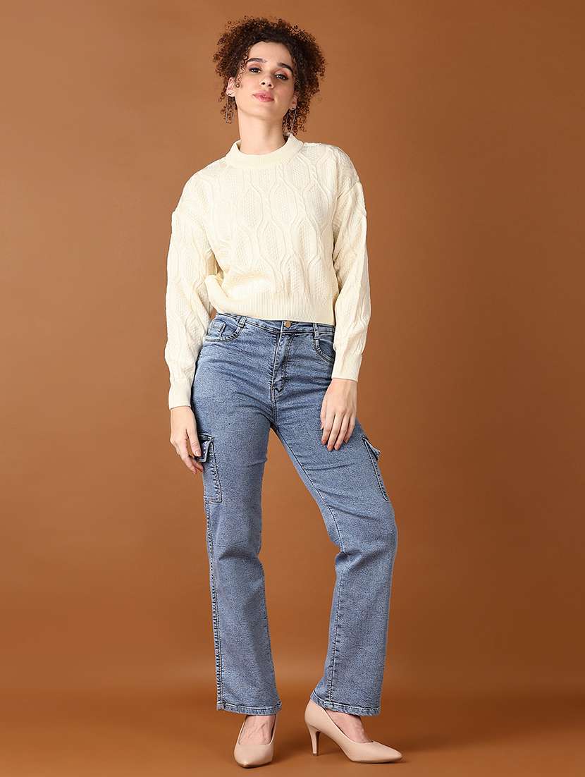 women self design long sleeve cropped pullover - 21561276 -  Standard Image - 4