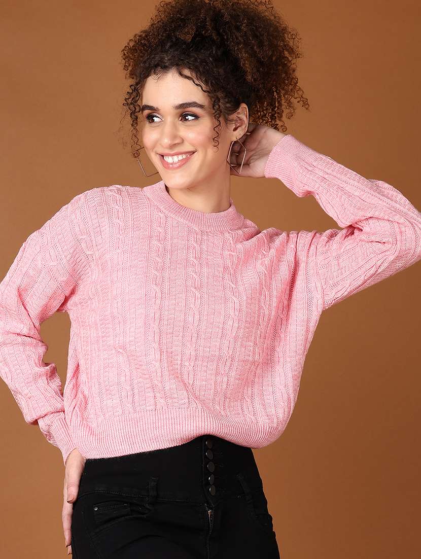 women self design long sleeve cropped pullover - 21561277 -  Standard Image - 1