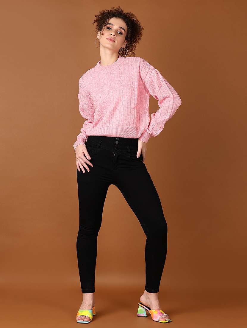 women self design long sleeve cropped pullover - 21561277 -  Standard Image - 4