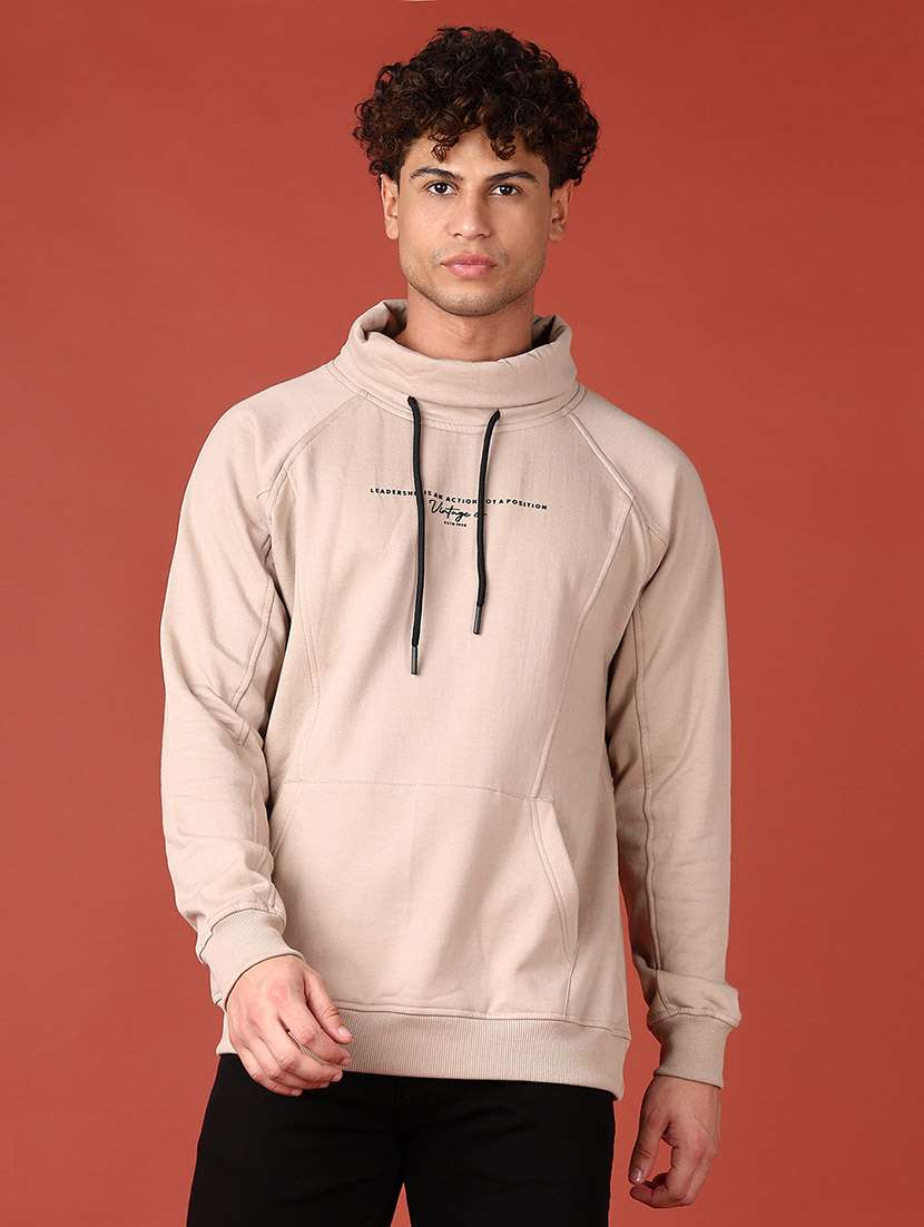 men long sleeves chest print sweatshirt