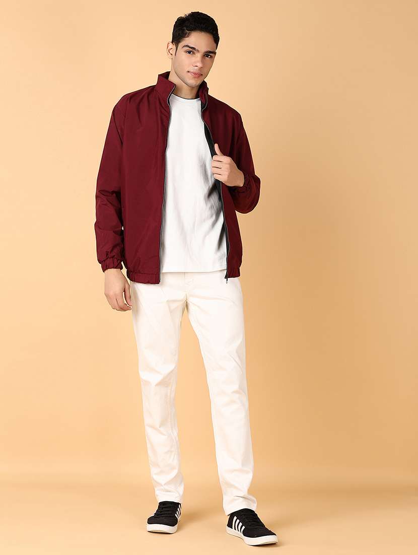 men maroon solid casual jacket - 21561297 -  Standard Image - 4