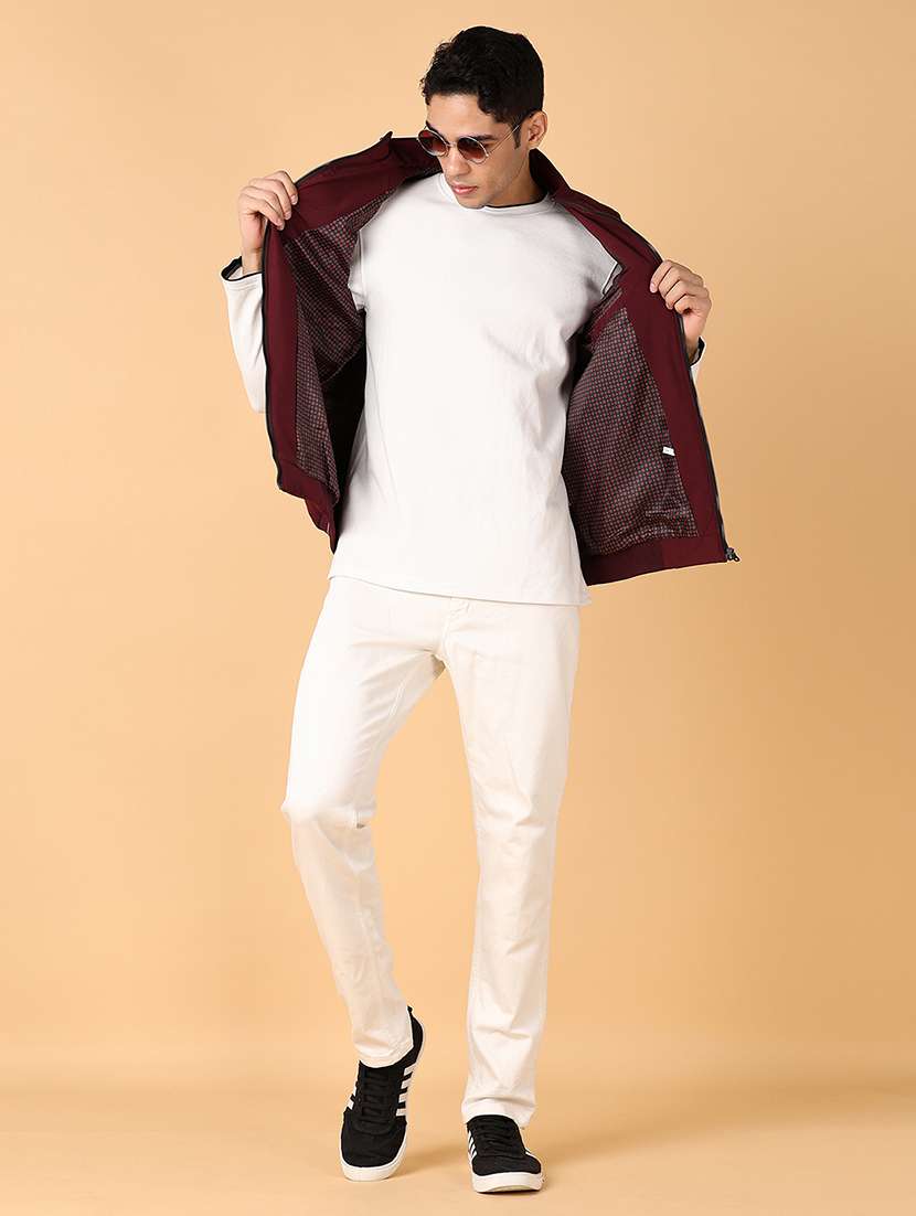 men maroon solid casual jacket - 21561298 -  Standard Image - 4