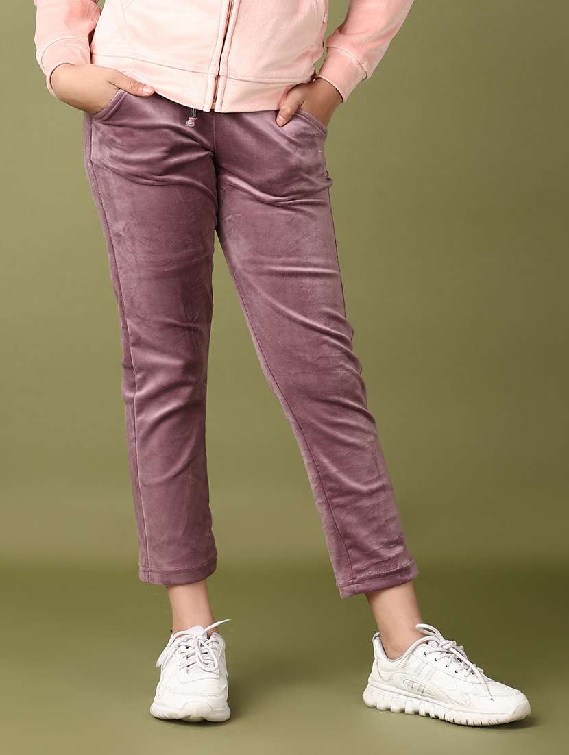 women solid mid rise track pant - 21561299 -  Standard Image - 1