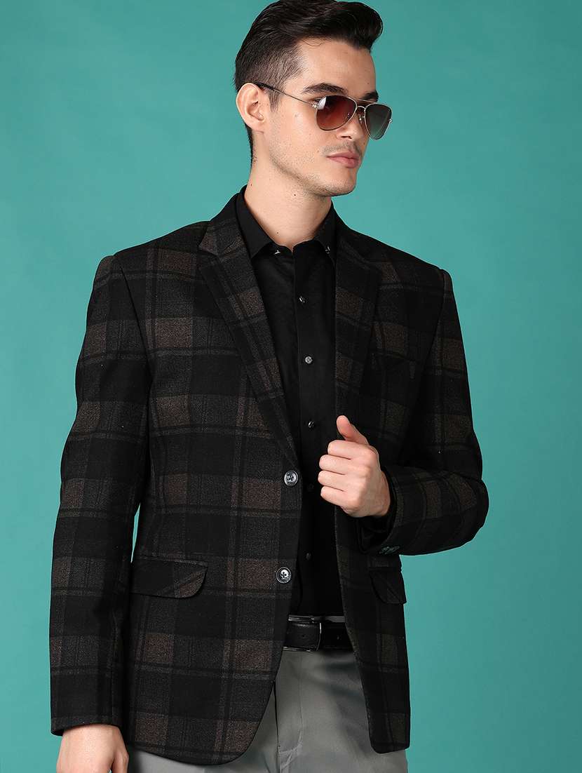 men checkered single breasted casual blazer - 21561300 -  Standard Image - 1