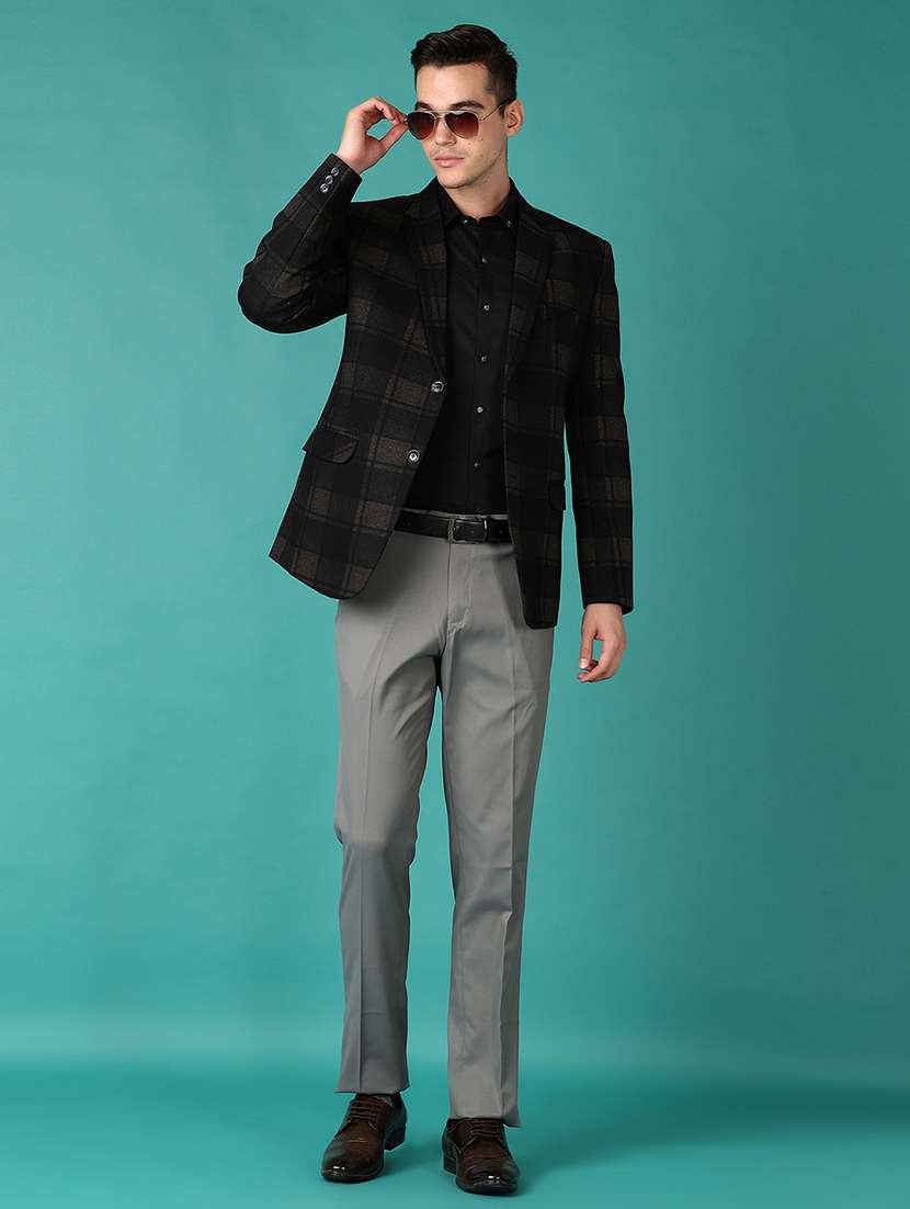 men checkered single breasted casual blazer - 21561300 -  Standard Image - 4