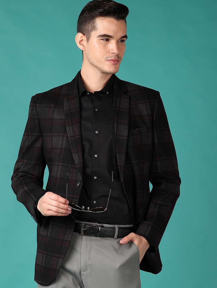 men checkered single breasted casual blazer - 21561301 -  Standard Image - 1