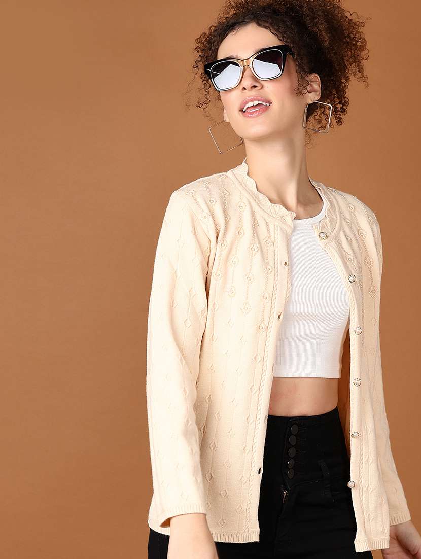 women self design long sleeve cardigan - 21561303 -  Standard Image - 1