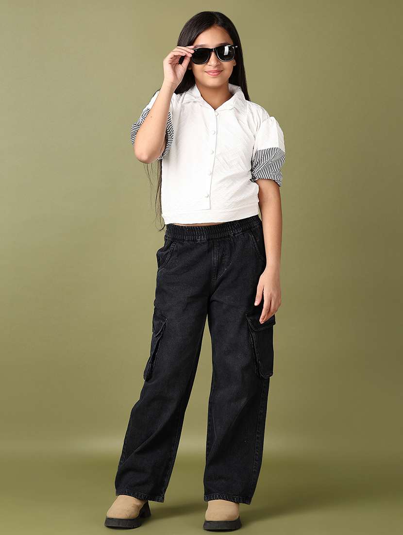 girls white solid puff sleeve top - 21561341 - Standard Image - 4