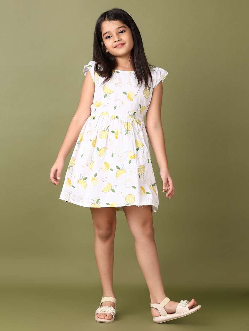 girls printed cap sleeves frock