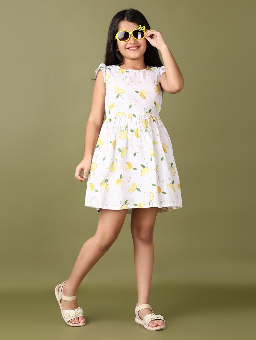 girls printed cap sleeves frock - 21561373 - Standard Image - 1