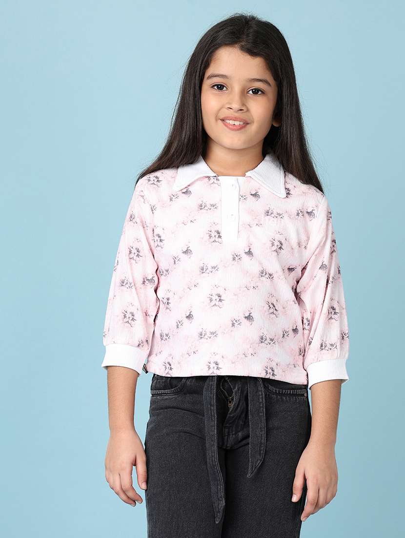 girls pink floral printed top - 21561470 -  Standard Image - 1
