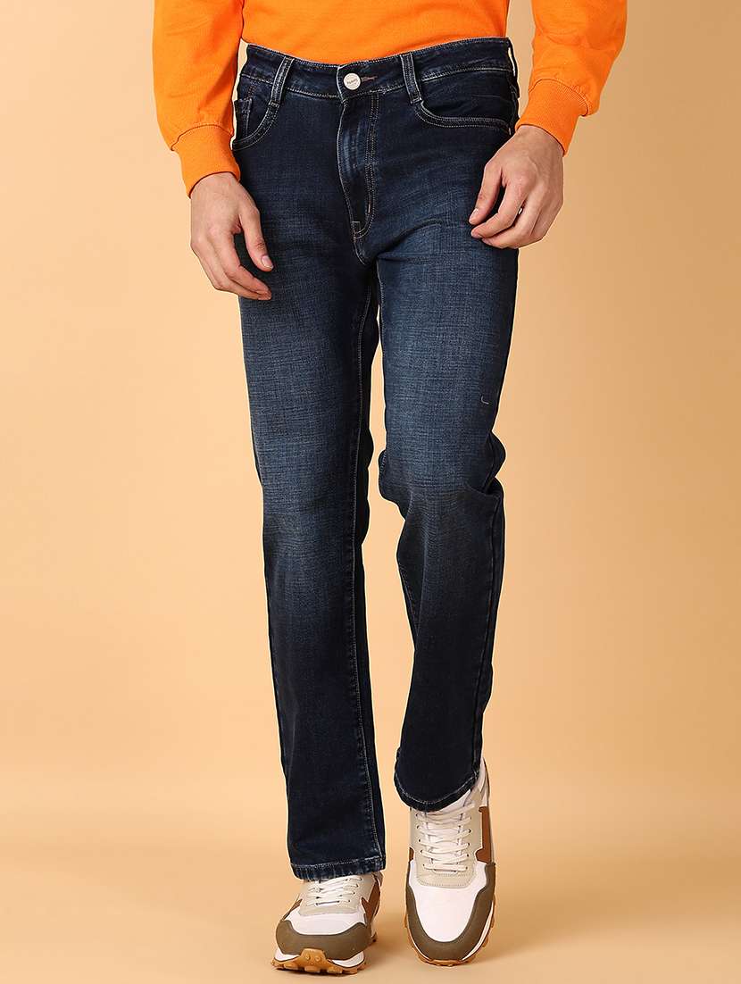men plain mid rise denim jean